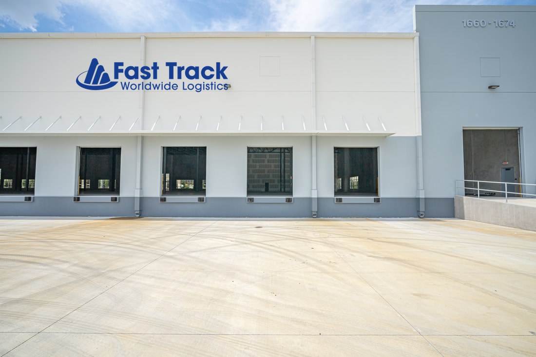 Fast Track Worldwide Logistics branded warehouse facility in Miami